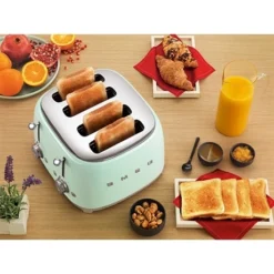 Smeg Toaster 4 Fentes 2000 W TSF03PGEU Vert D’eau -KitchenAid || Smeg Soldes Magasin 700061 2 1 Toaster 4 fentes 2000 W TSF03PGEU vert d eau Smeg