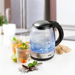 Domo Bouilloire En Verre Led Bleu 2200 W -KitchenAid || Smeg Soldes Magasin 702003 3 1 Bouilloire en verre led bleu 2200 W Domo