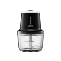 Hachoir électrique Sans Fil Rechargeable 2 Vitesses Bol Verre 200 W