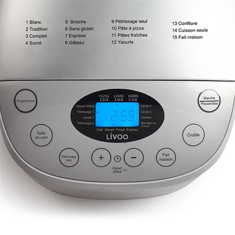 LIVOO Machine à Pain - 15 Programmes 850 W DOP205W 5 LIVOO Machine à Pain - 15 Programmes 850 W DOP205W – Image 5